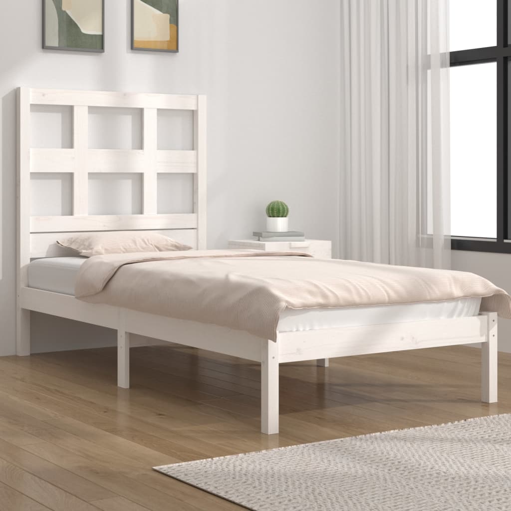 Bedframe Massief Grenenhout Wit 90X190 Cm 3Ft Single