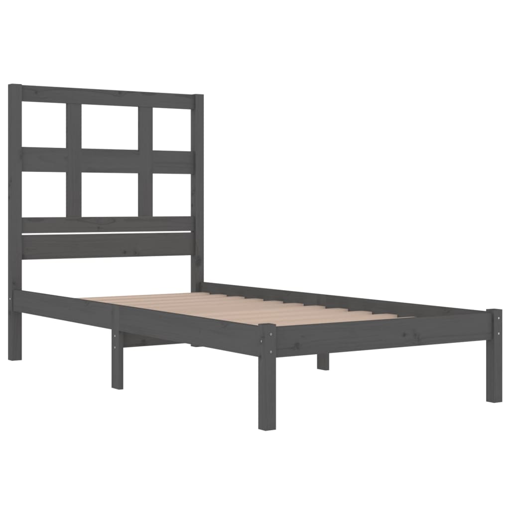 Bedframe Massief Grenenhout Grijs 90X200 Cm