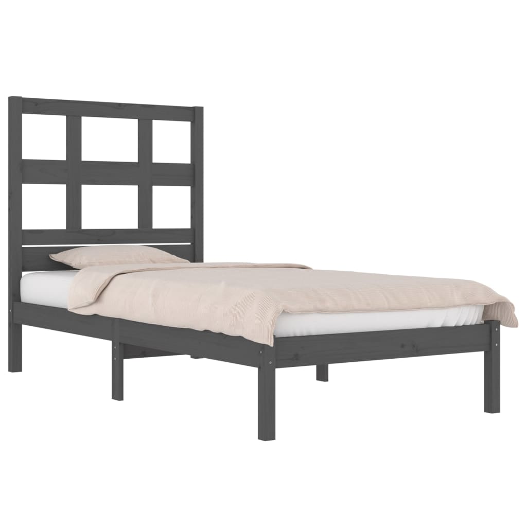 Bedframe Massief Grenenhout Grijs 100X200 Cm