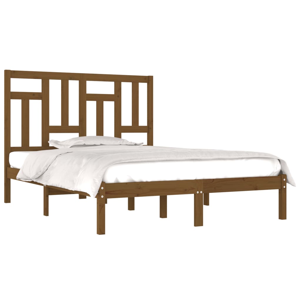 Bedframe Massief Hout Honingbruin 120X190 Cm 4Ft Small Double