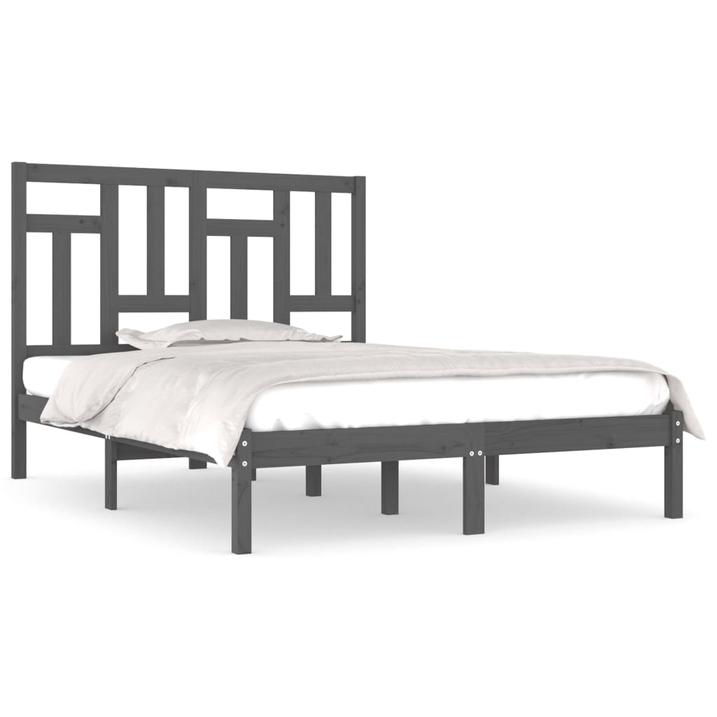 Bedframe Massief Grenenhout Grijs 200X200 Cm