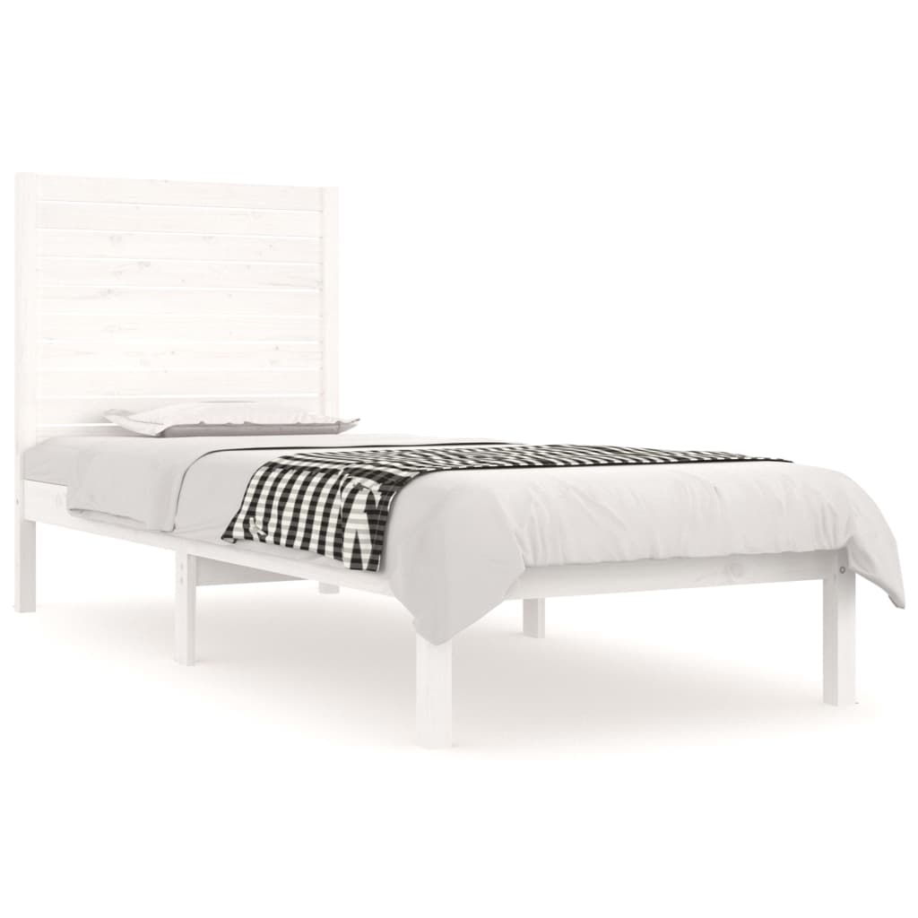 Bedframe Massief Hout Wit 90X190 Cm 3Ft6 Single
