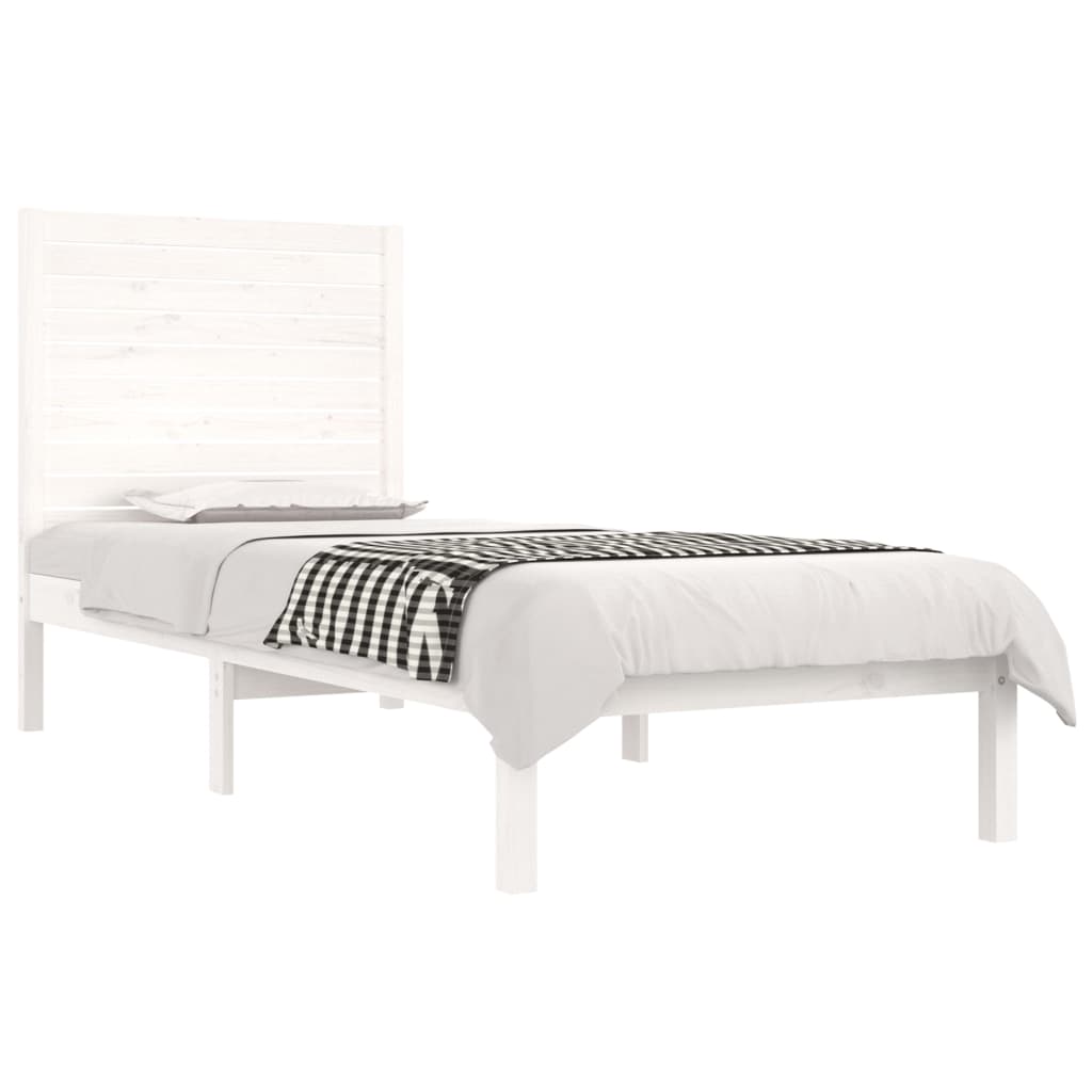 Bedframe Massief Hout Wit 90X190 Cm 3Ft6 Single