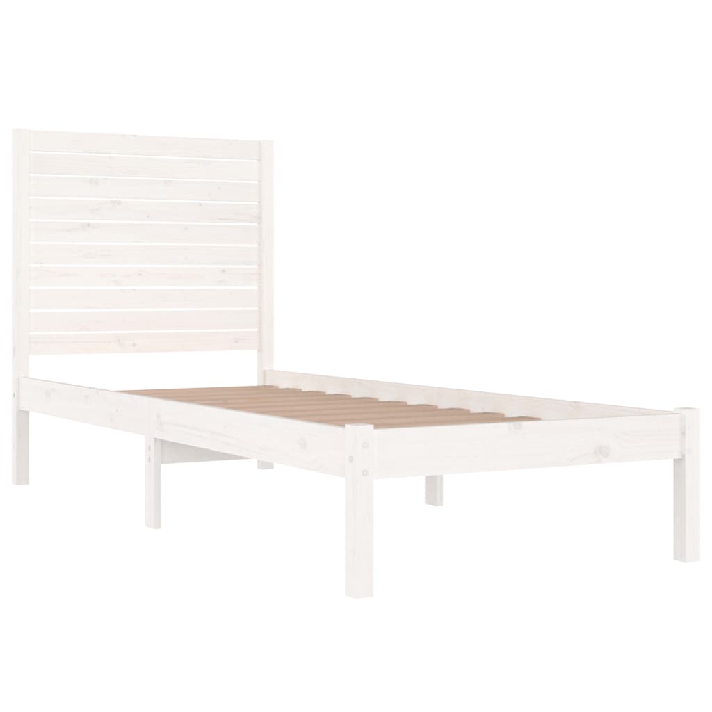 Bedframe Massief Hout Wit 90X190 Cm 3Ft6 Single