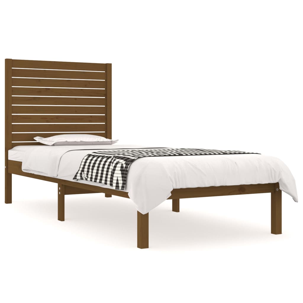 Bedframe Massief Hout Honingbruin 90X190 Cm 3Ft6 Single
