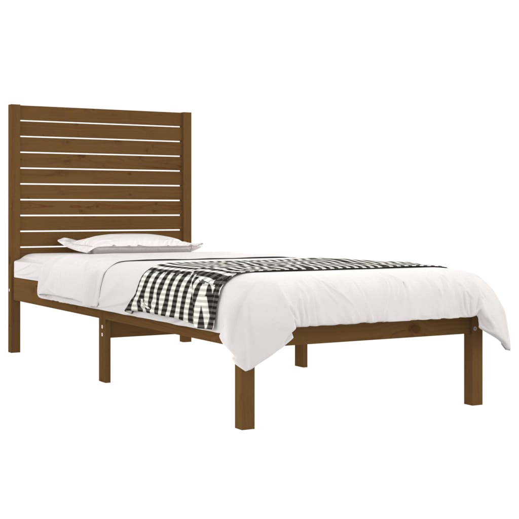 Bedframe Massief Hout Honingbruin 90X190 Cm 3Ft6 Single