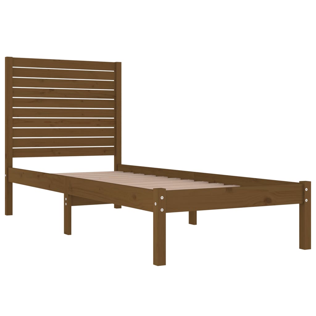 Bedframe Massief Hout Honingbruin 90X190 Cm 3Ft6 Single
