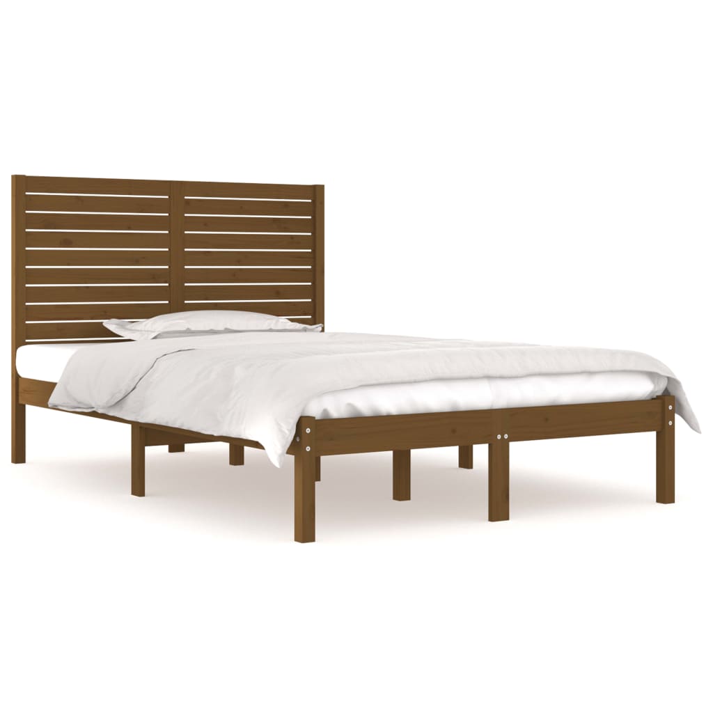 Bedframe Massief Hout Honingbruin 135X190 Cm 4Ft6 Double