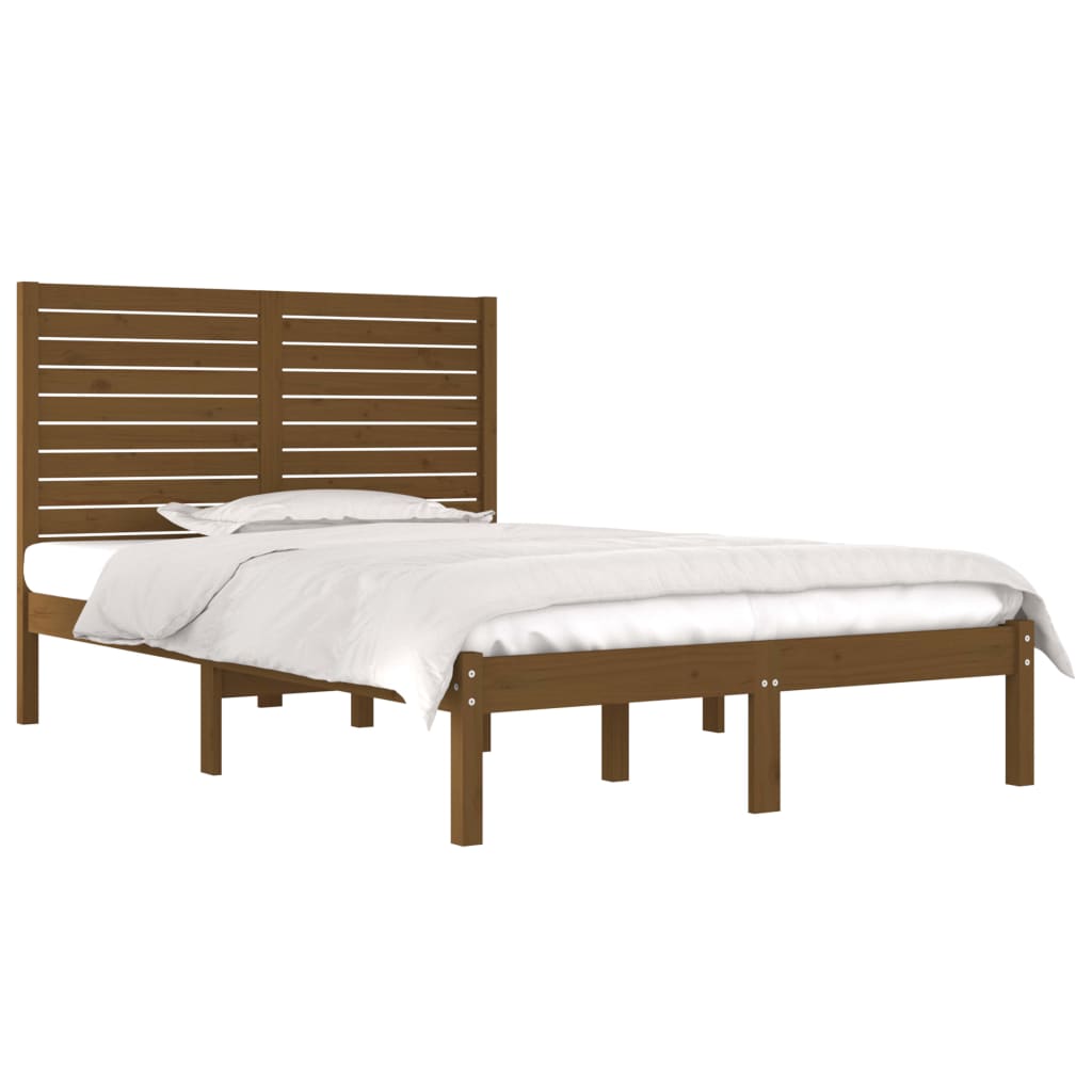 Bedframe Massief Hout Honingbruin 135X190 Cm 4Ft6 Double