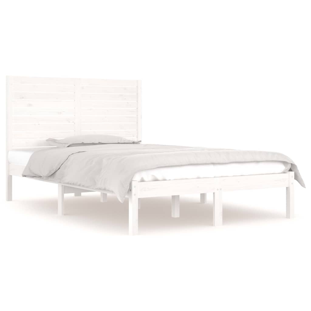 Bedframe Massief Hout Wit 140X190 Cm