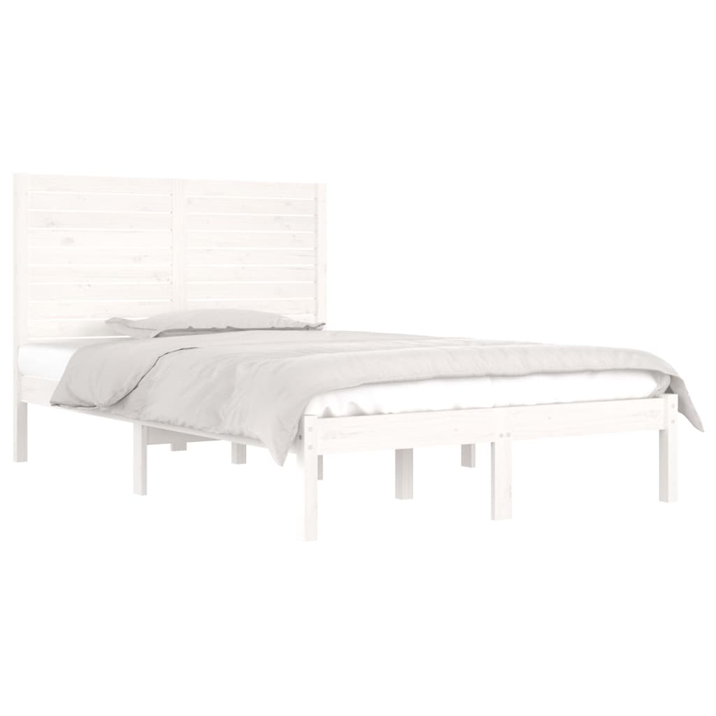Bedframe Massief Hout Wit 140X190 Cm