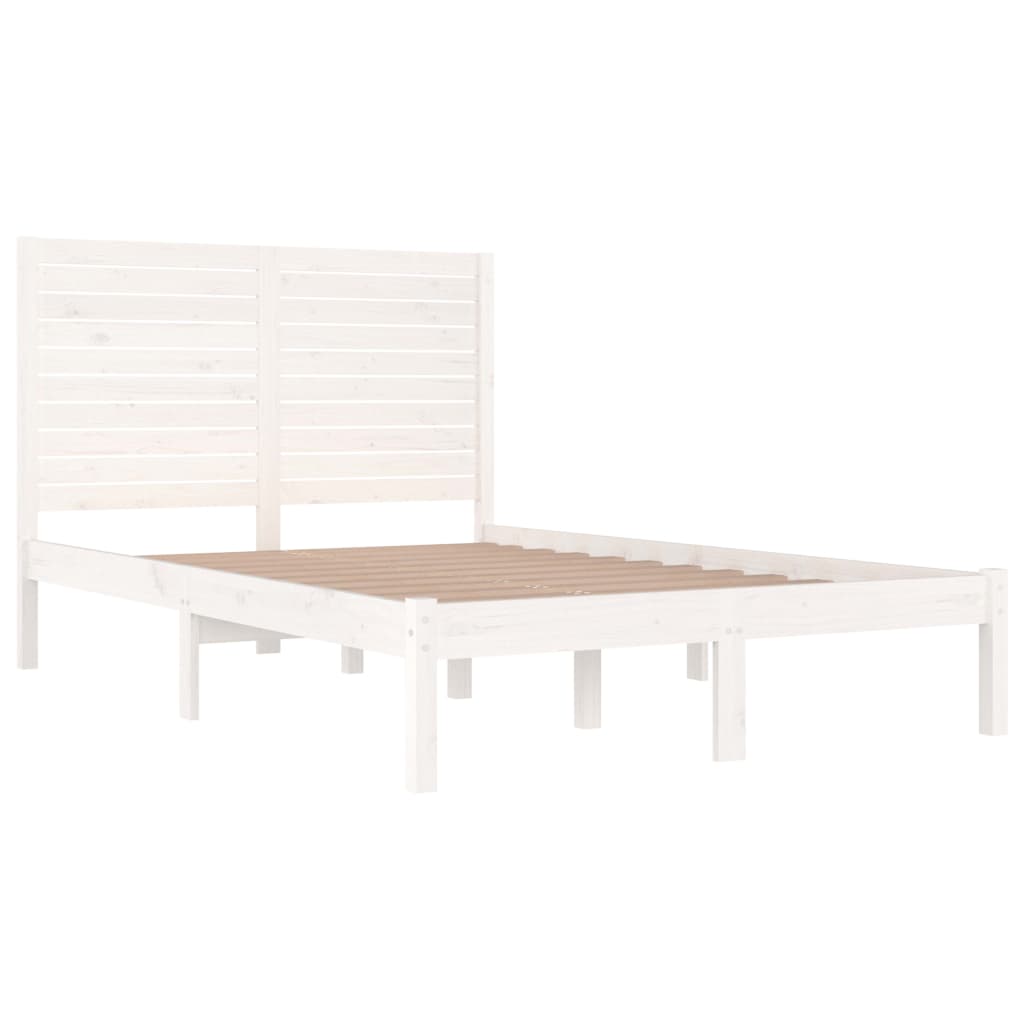 Bedframe Massief Hout Wit 140X190 Cm