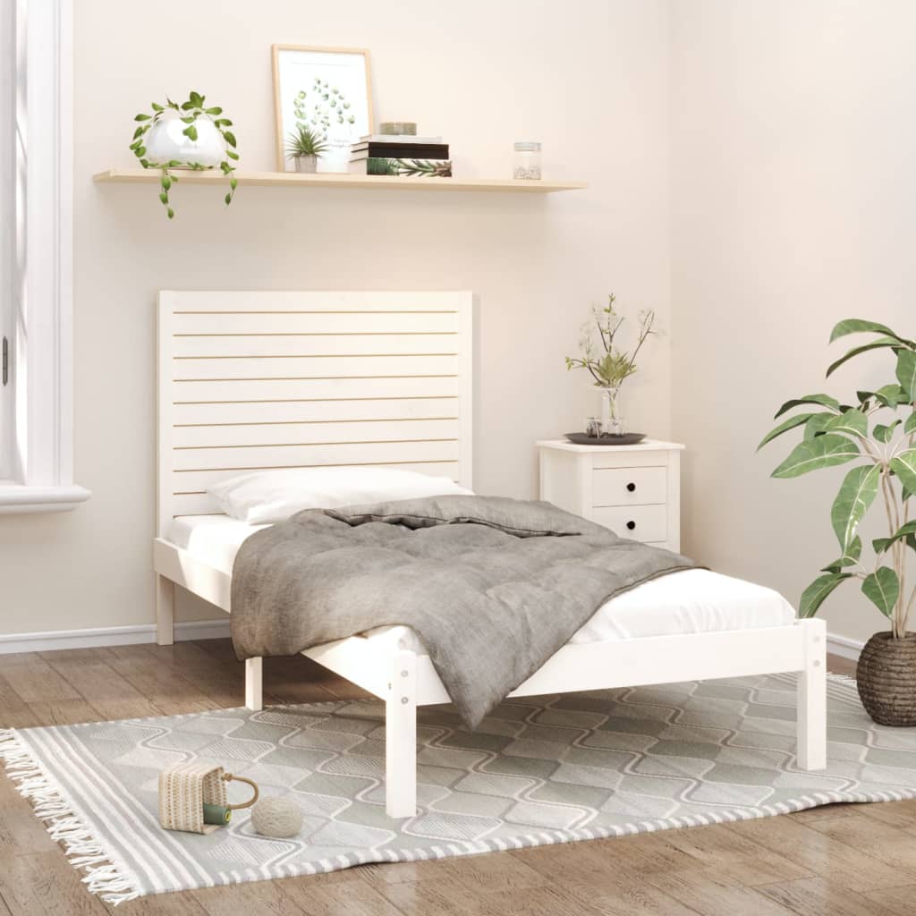 Bedframe Massief Hout Wit 90X200 Cm