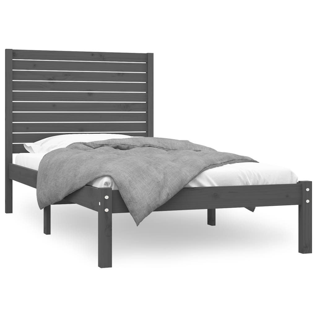 Bedframe Massief Hout Grijs 90X200 Cm