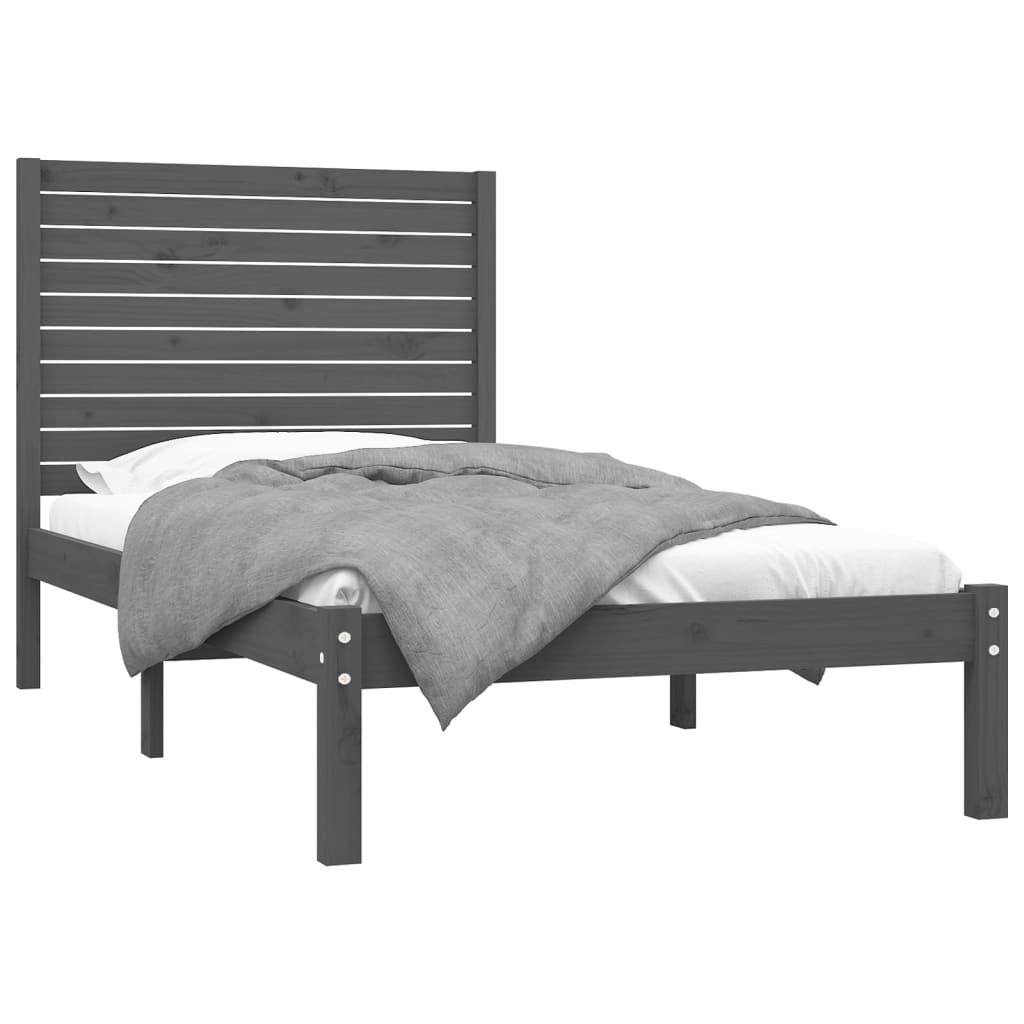 Bedframe Massief Hout Grijs 90X200 Cm