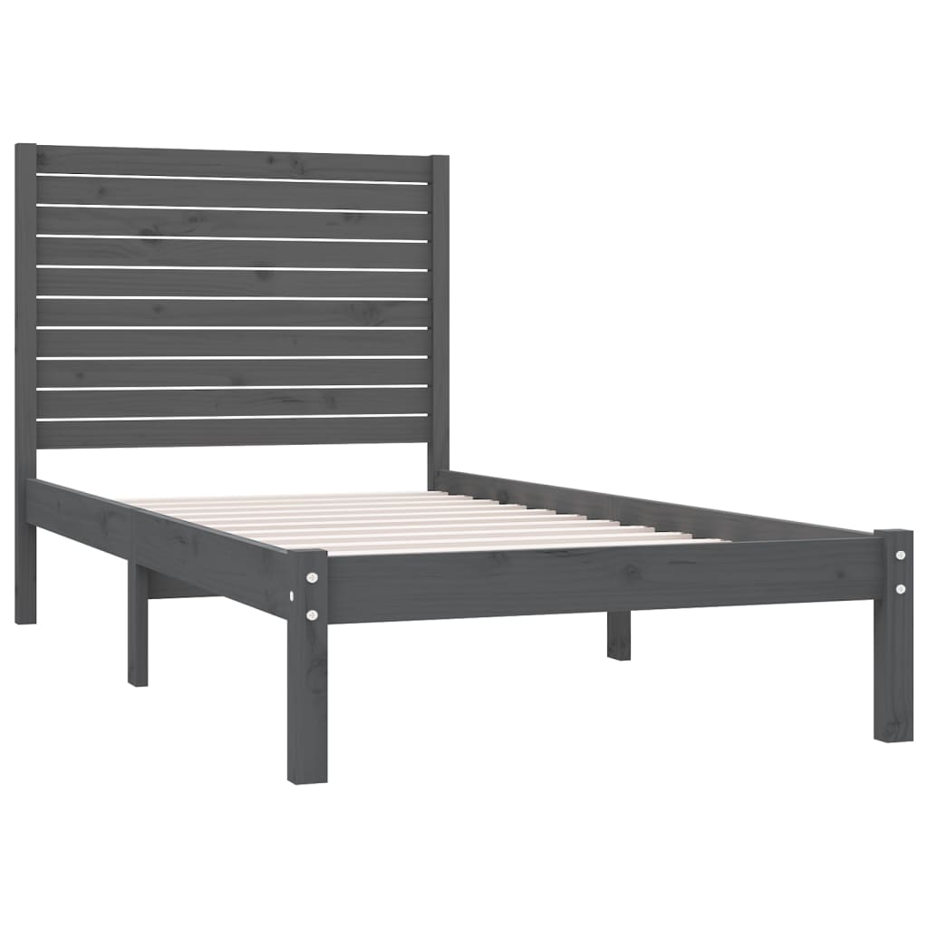 Bedframe Massief Hout Grijs 90X200 Cm