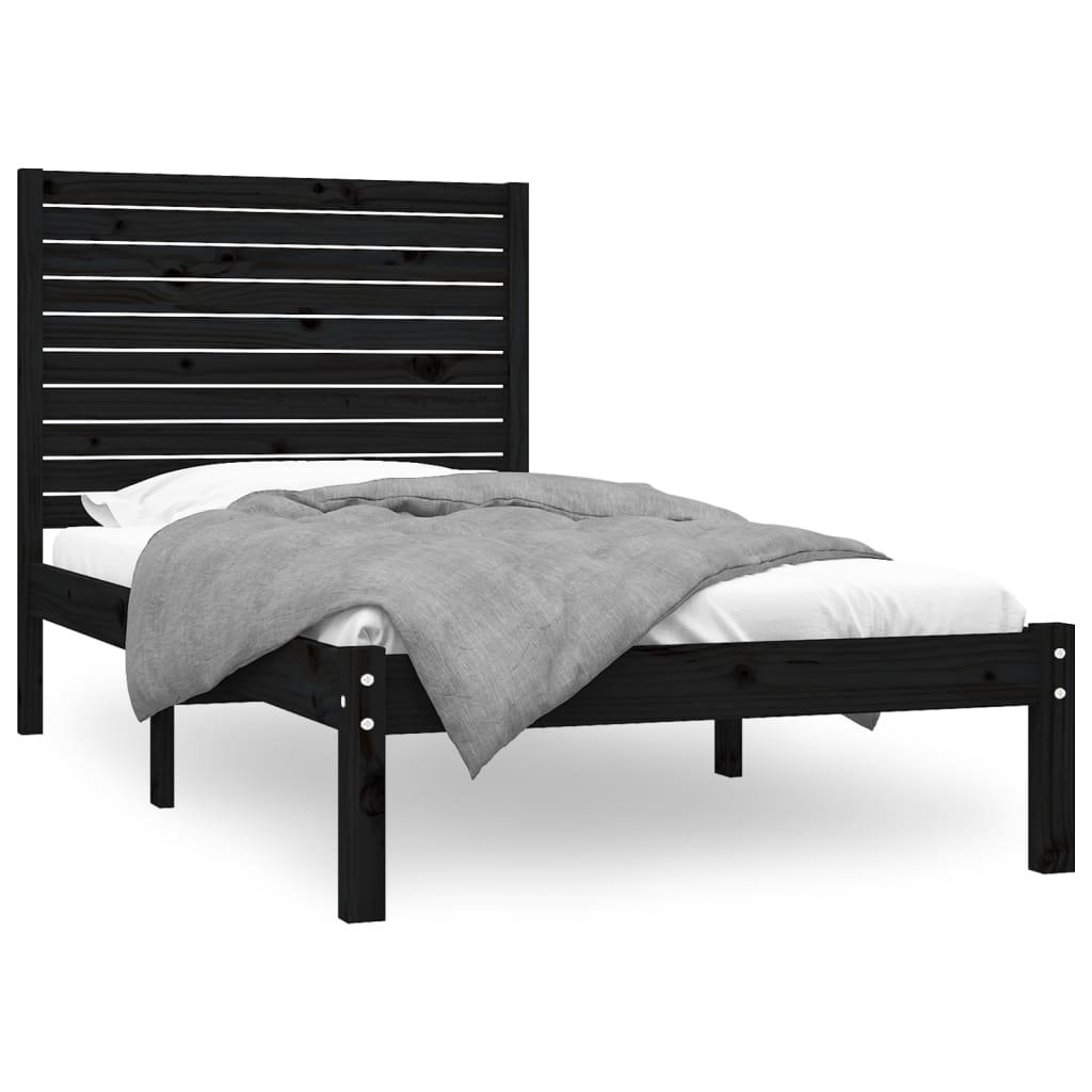 Bedframe Massief Hout Zwart 90X200 Cm