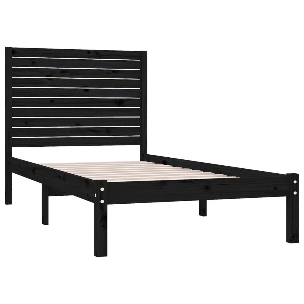 Bedframe Massief Hout Zwart 90X200 Cm