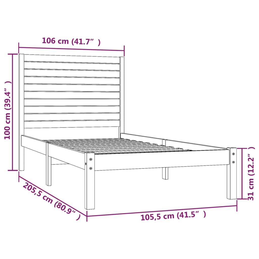 Bedframe Massief Hout 100X200 Cm