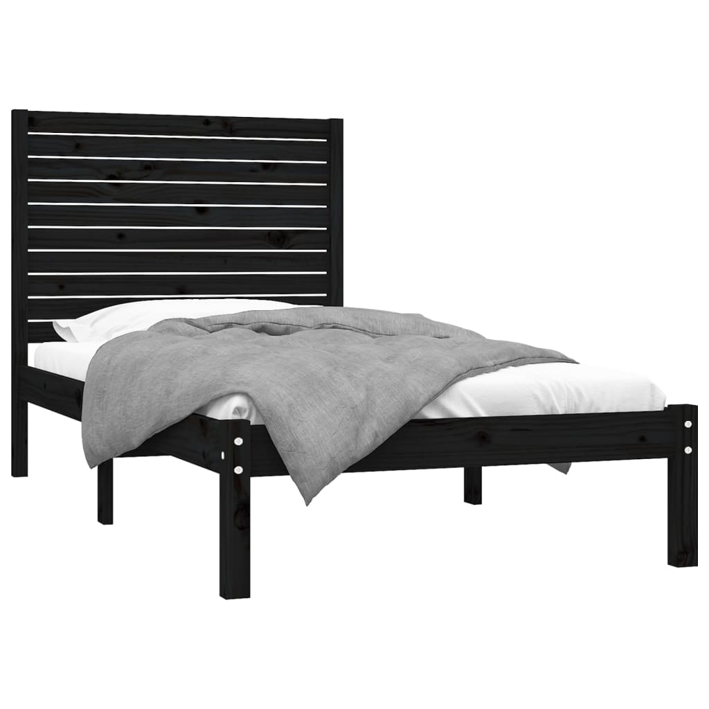 Bedframe Massief Hout Zwart 100X200 Cm