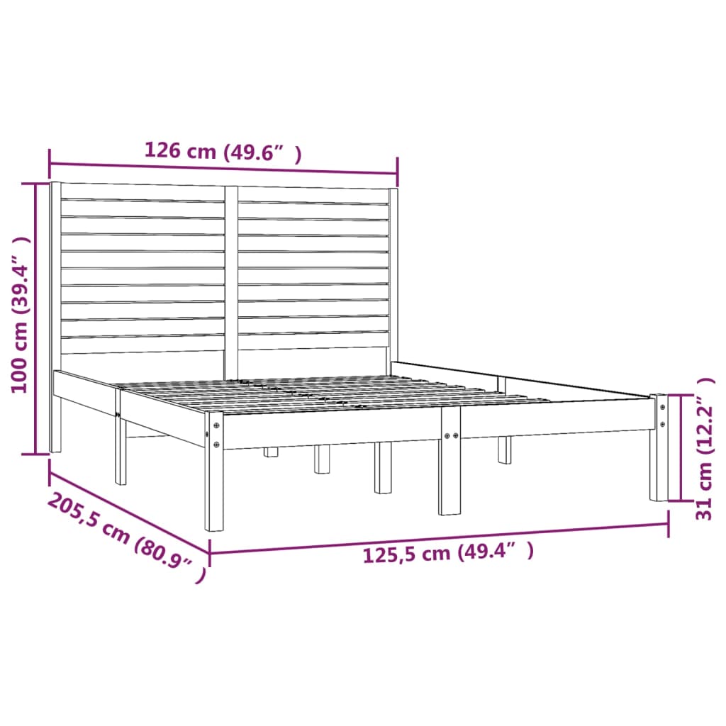 Bedframe Massief Hout 120X200 Cm