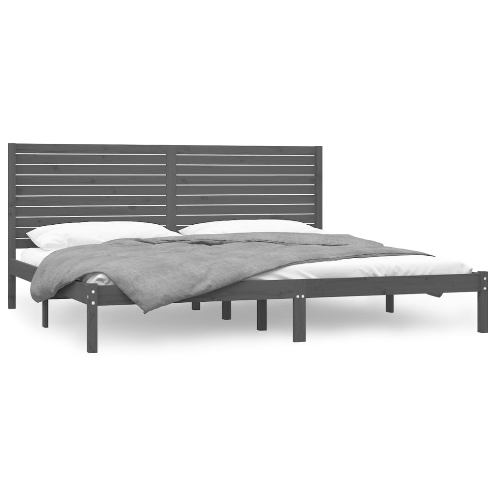 Bedframe Massief Hout Grijs 180X200 Cm 6Ft Super King