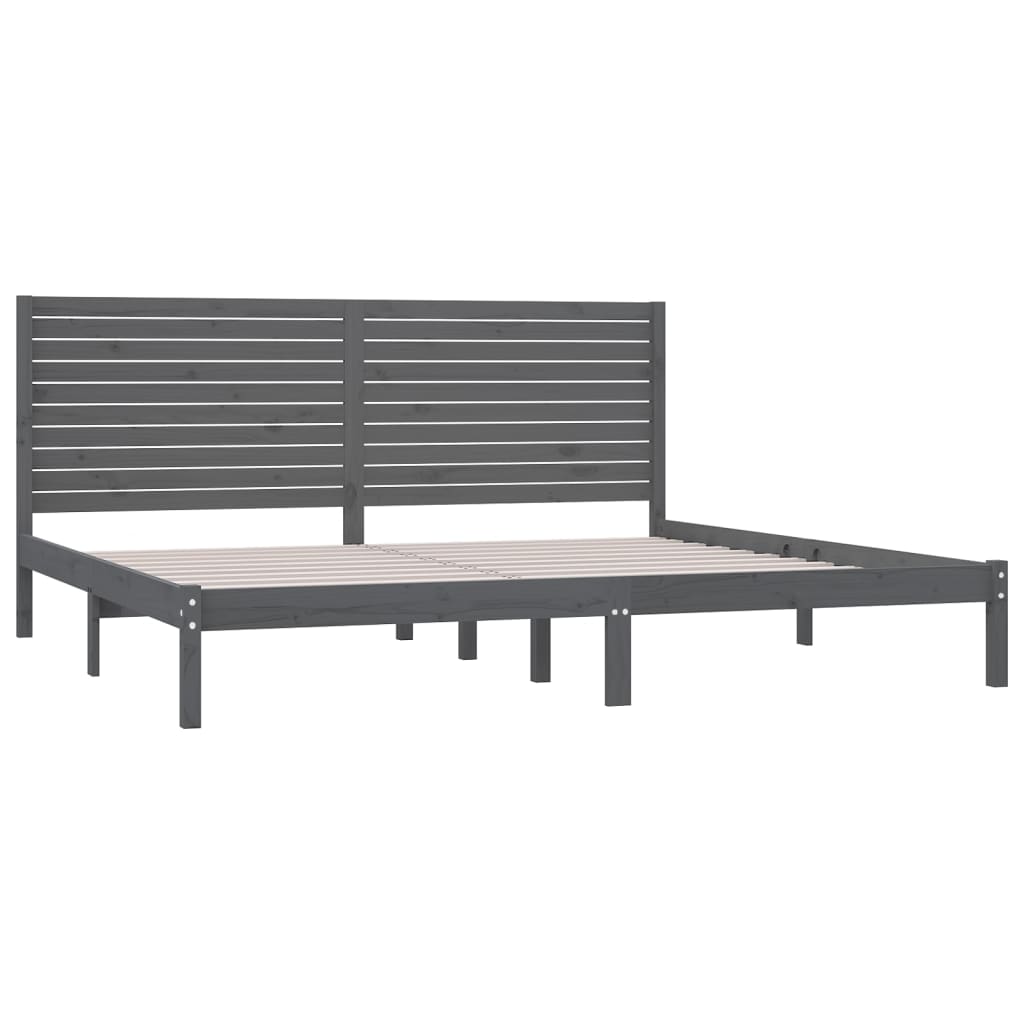 Bedframe Massief Hout Grijs 180X200 Cm 6Ft Super King