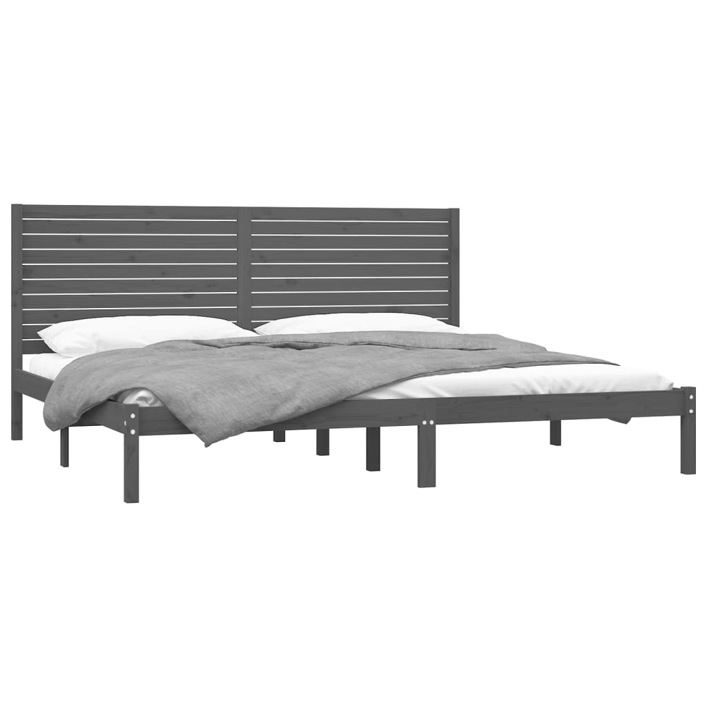 Bedframe Massief Hout Grijs 200X200 Cm