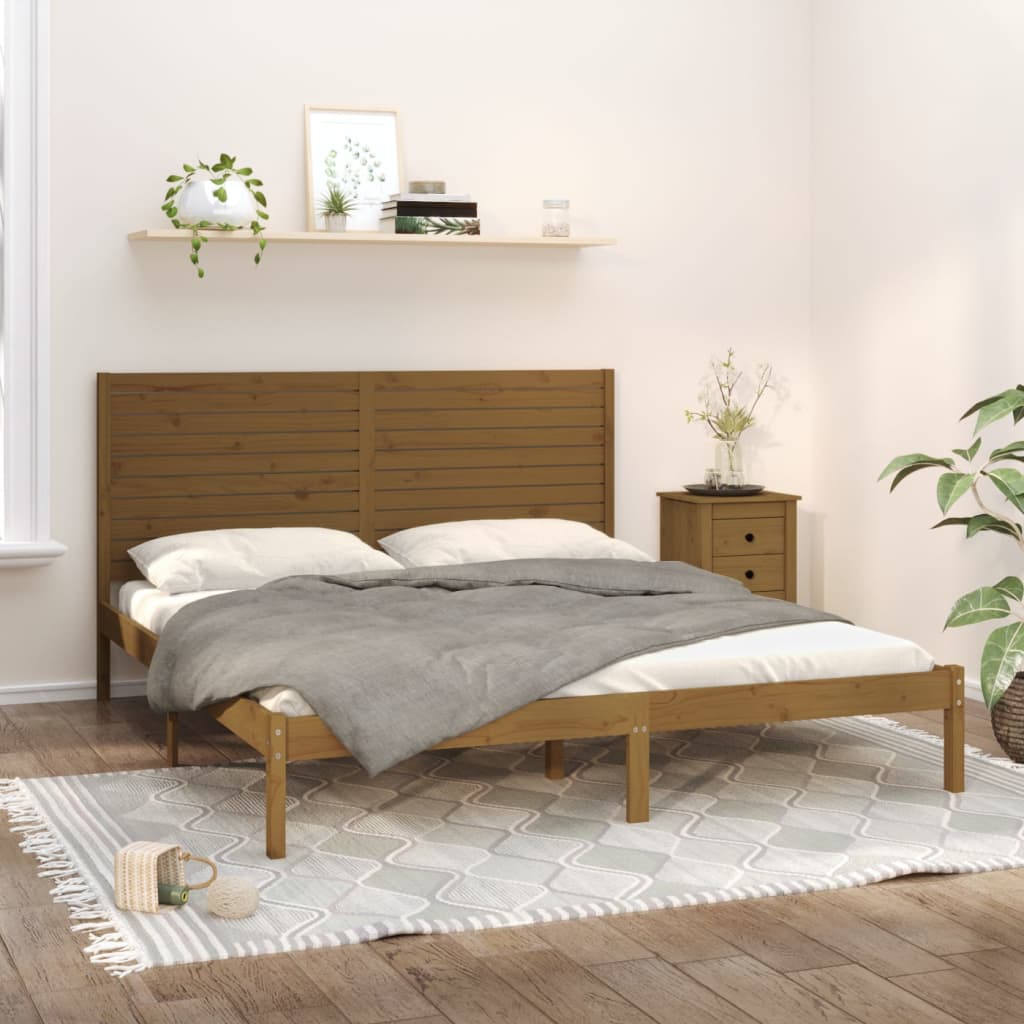 Bedframe Massief Hout Honingbruin 200X200 Cm