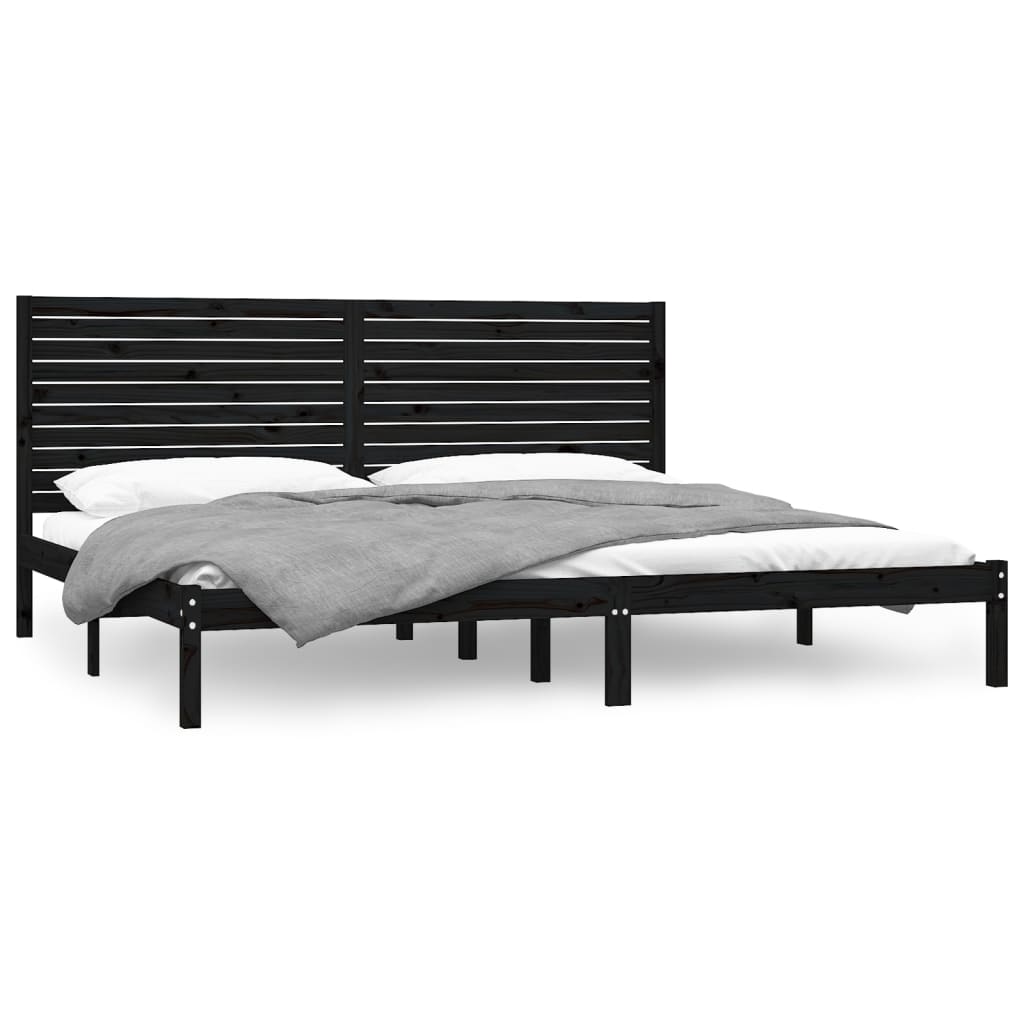 Bedframe Massief Hout Zwart 200X200 Cm