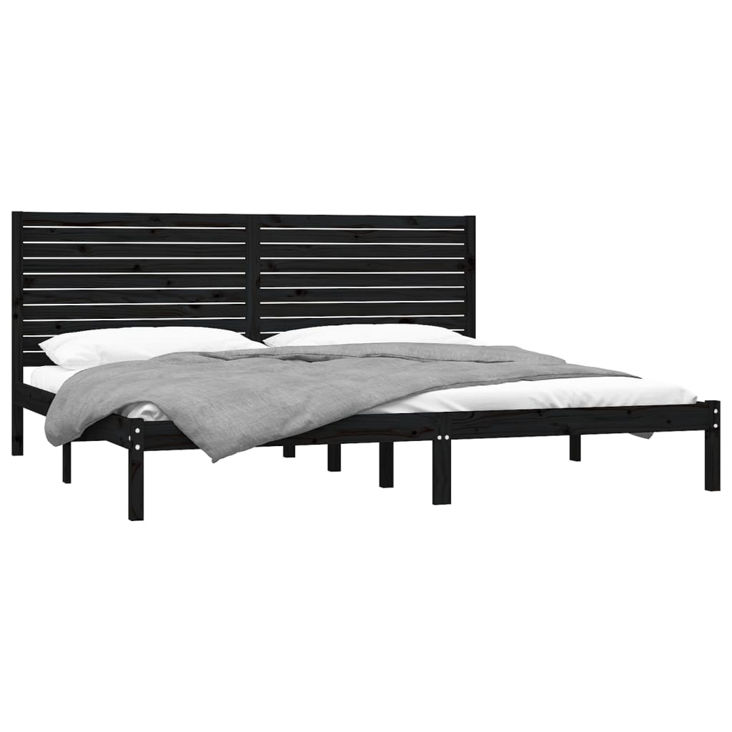 Bedframe Massief Hout Zwart 200X200 Cm