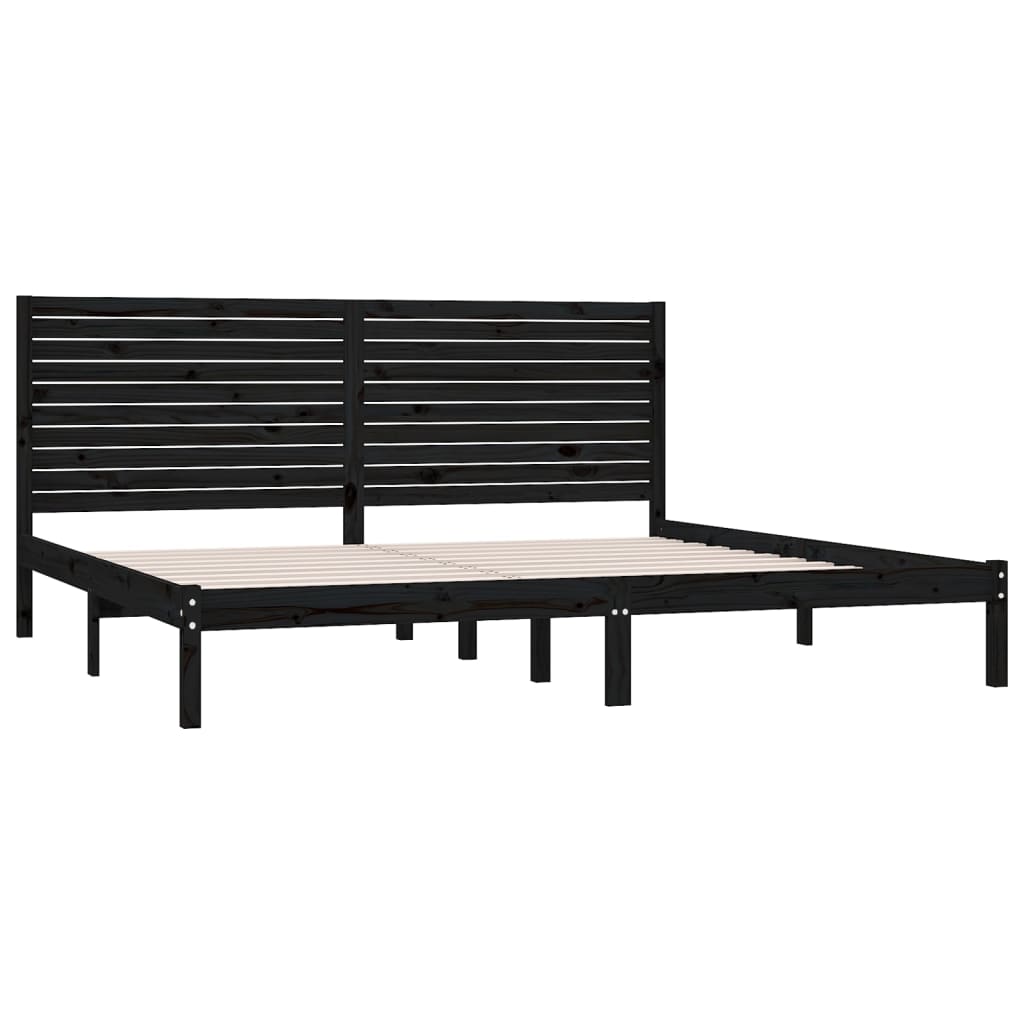 Bedframe Massief Hout Zwart 200X200 Cm