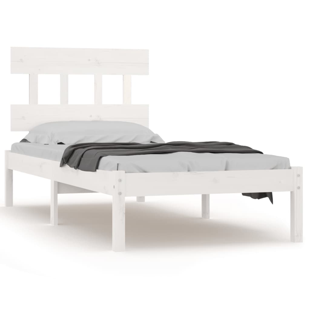 Bedframe Massief Hout Wit 75X190 Cm 2Ft6 Small Single