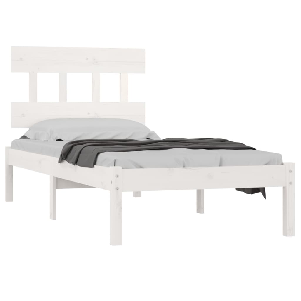 Bedframe Massief Hout Wit 100X200 Cm