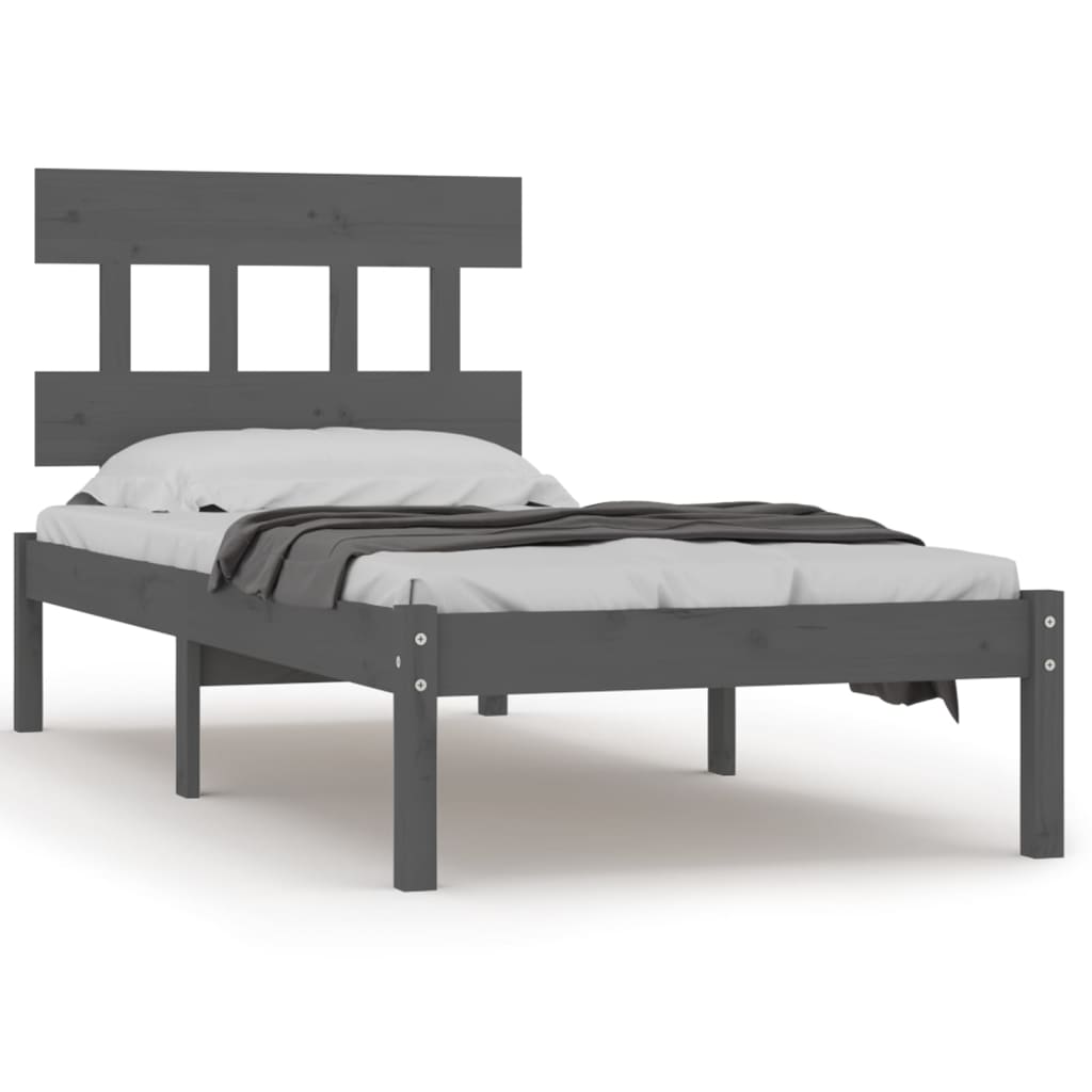 Bedframe Massief Hout Grijs 100X200 Cm