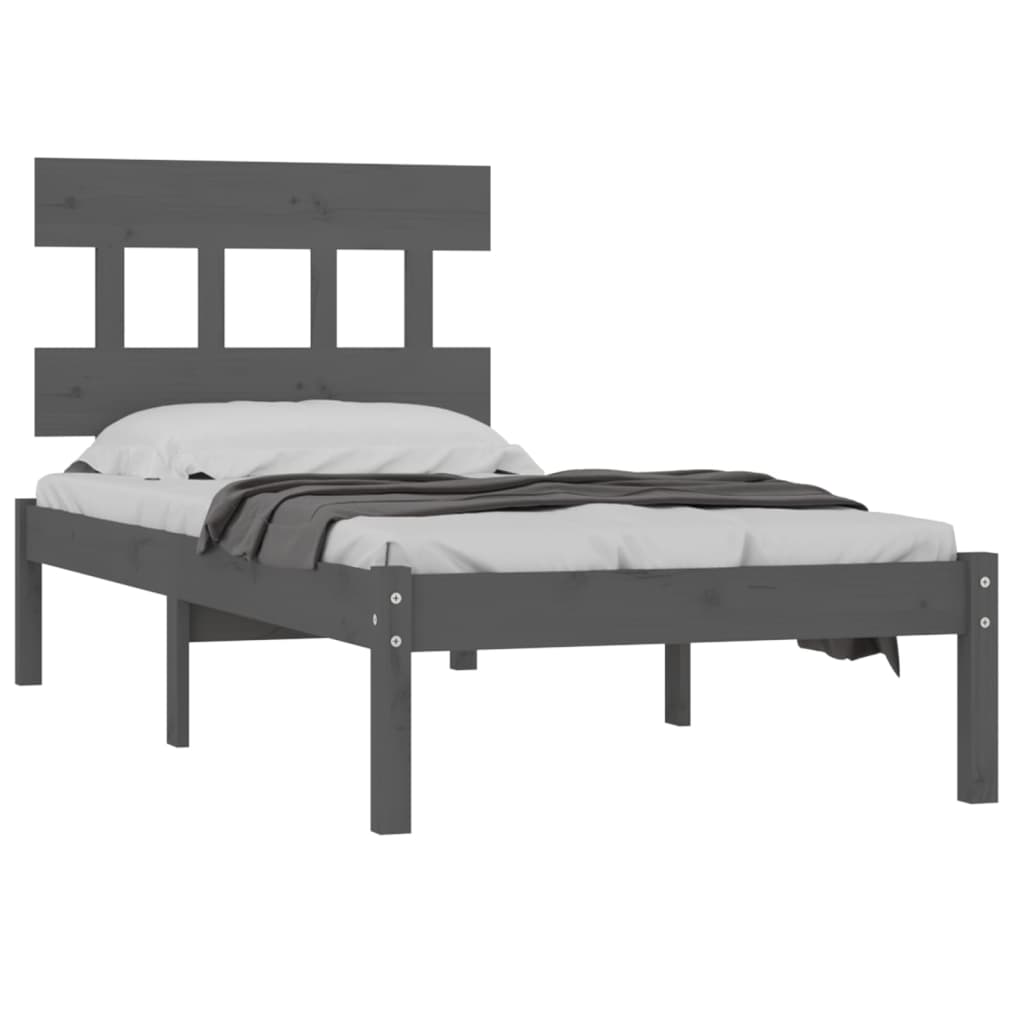 Bedframe Massief Hout Grijs 100X200 Cm