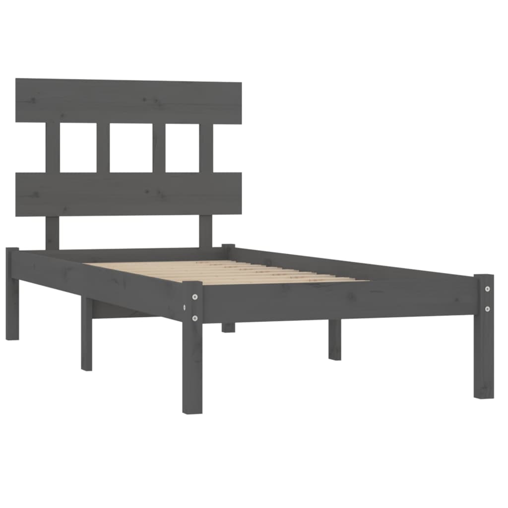Bedframe Massief Hout Grijs 100X200 Cm
