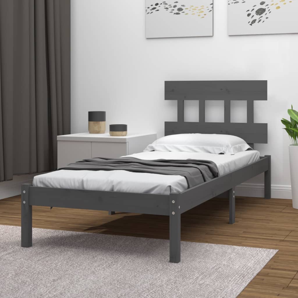 Bedframe Massief Hout Grijs 100X200 Cm