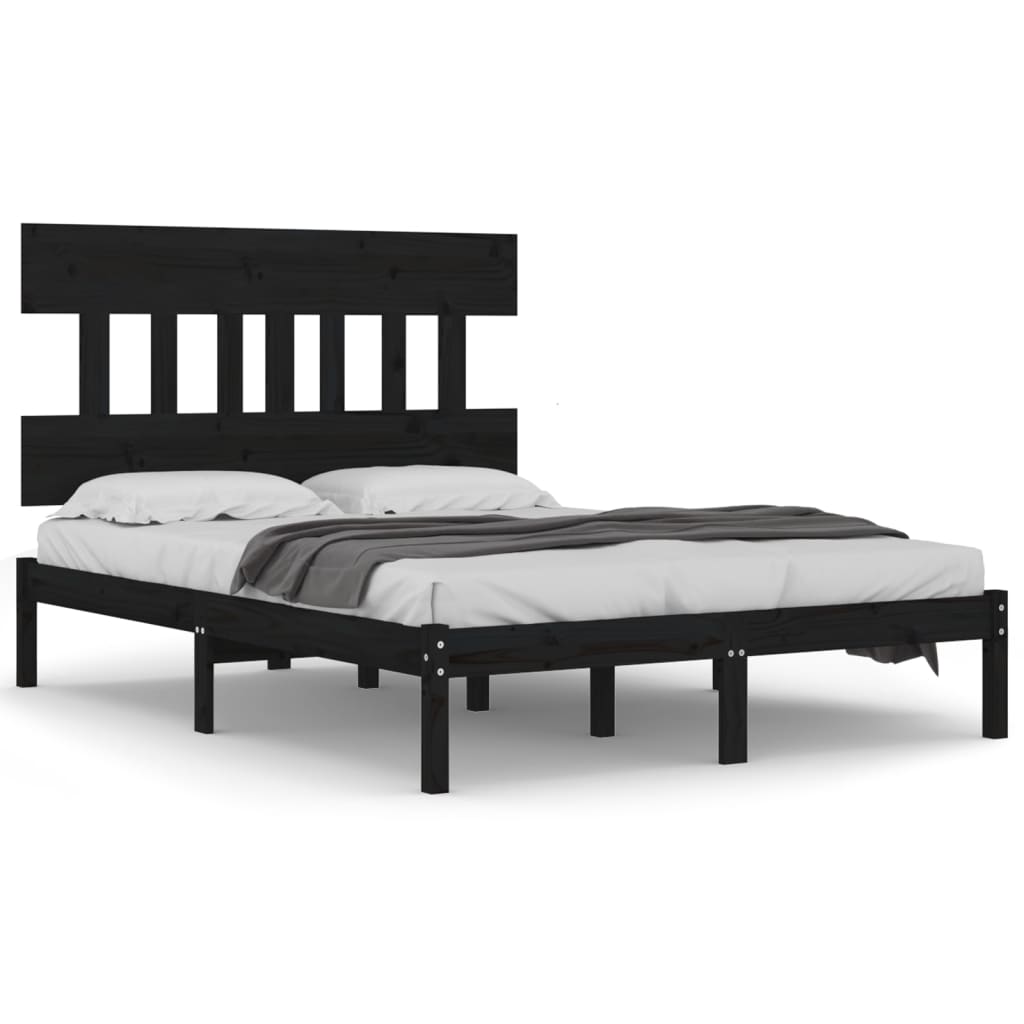 Bedframe Massief Hout Zwart 140X200 Cm