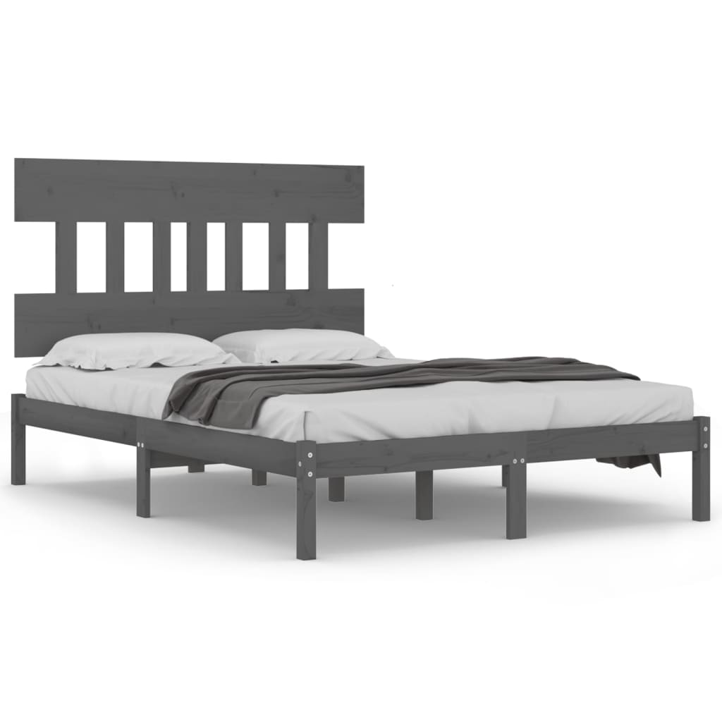 Bedframe Massief Hout Grijs 200X200 Cm