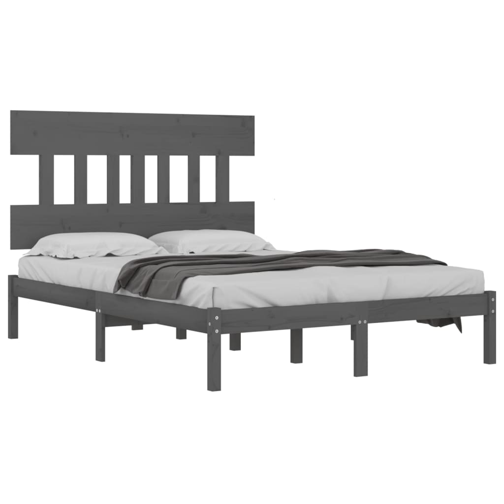 Bedframe Massief Hout Grijs 200X200 Cm