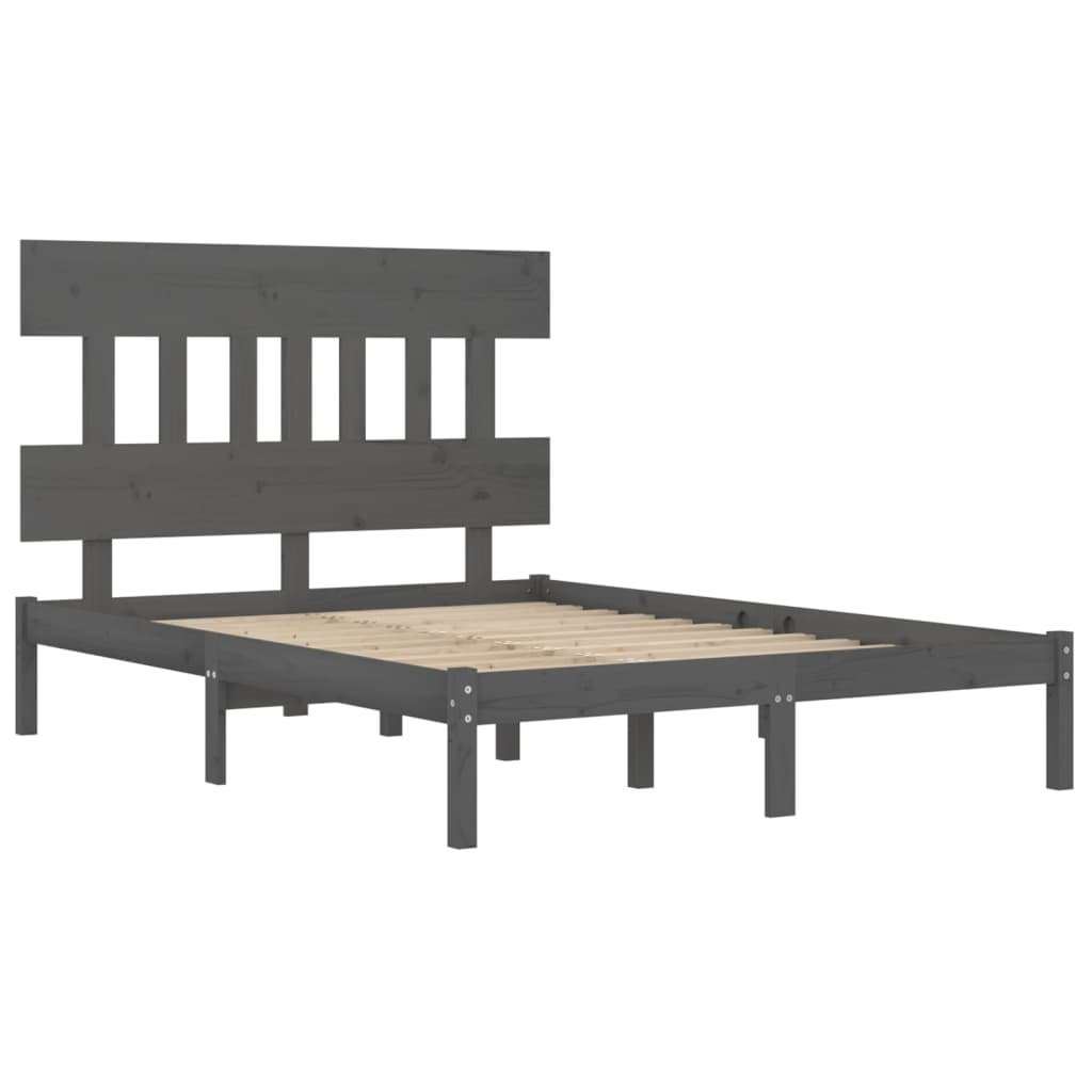 Bedframe Massief Hout Grijs 200X200 Cm
