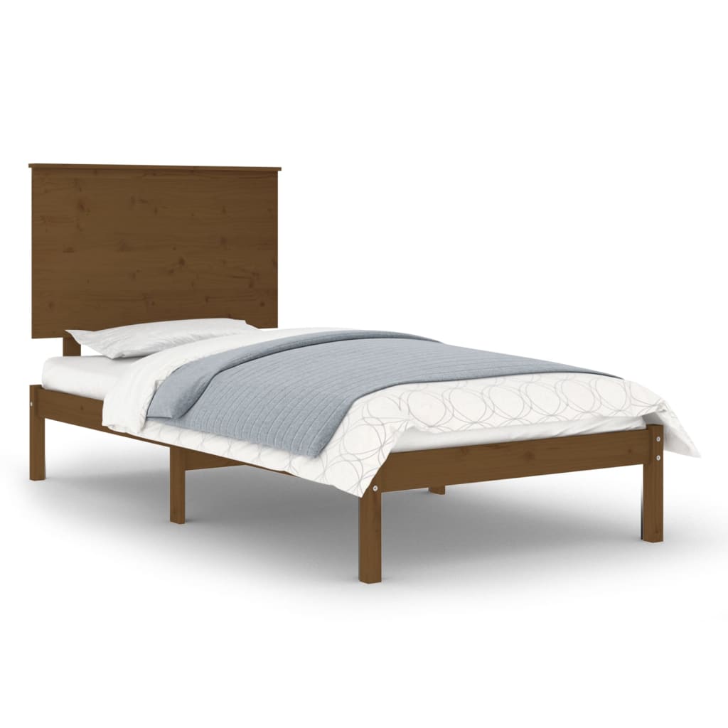 Bedframe Massief Hout Honingbruin 90X190 Cm 3Ft Single