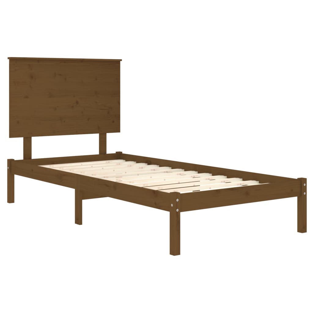 Bedframe Massief Hout Honingbruin 90X190 Cm 3Ft Single