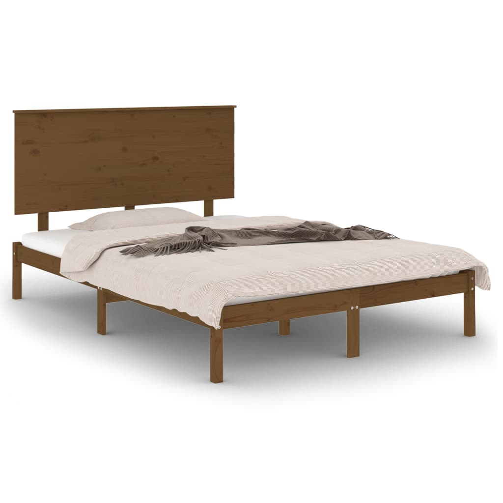 Bedframe Massief Hout Honingbruin 120X190 Cm 4Ft Small Double