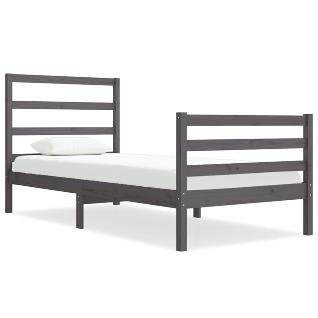 Bedframe Massief Grenenhout Grijs 75X190 Cm 2Ft6 Small Single