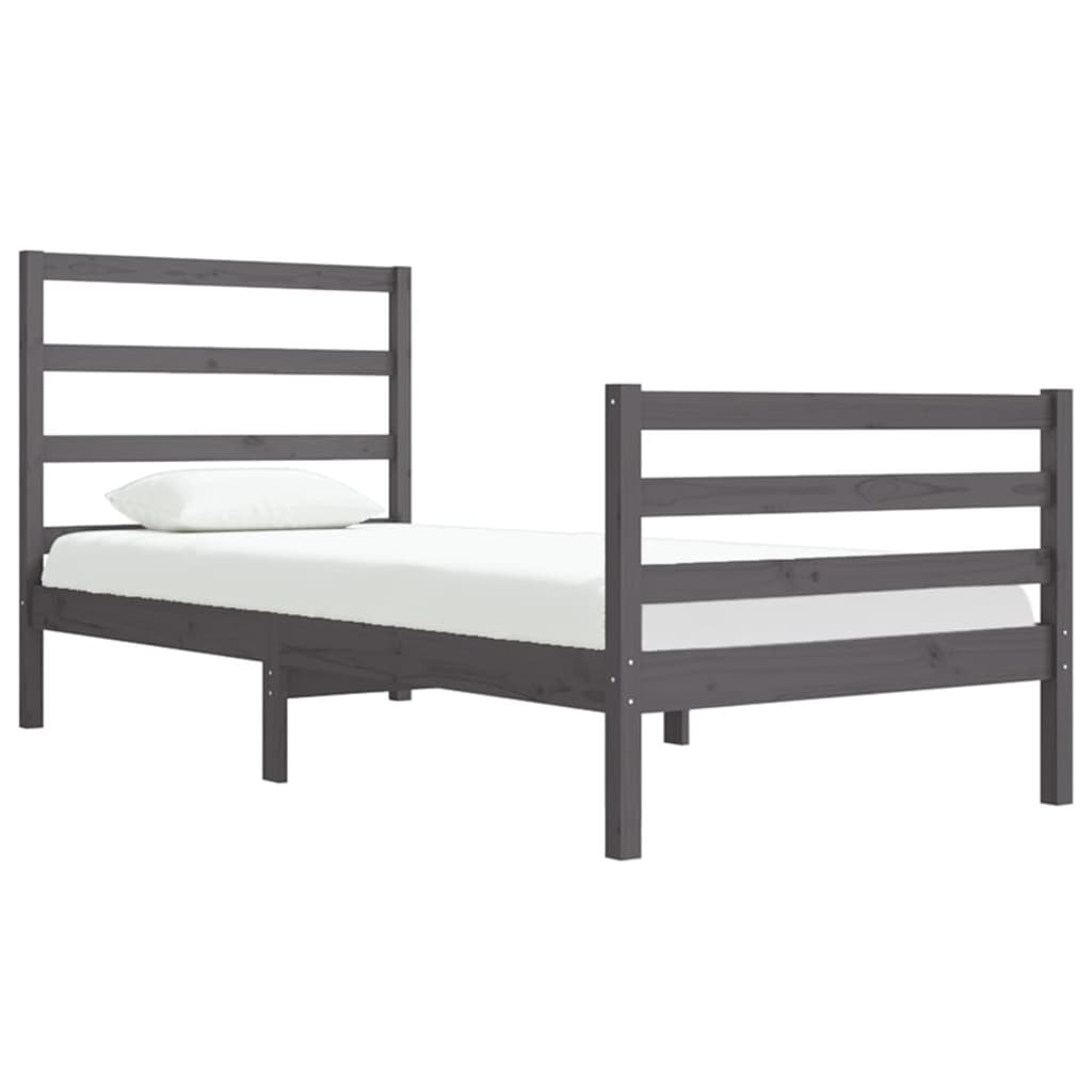 Bedframe Massief Grenenhout Grijs 75X190 Cm 2Ft6 Small Single