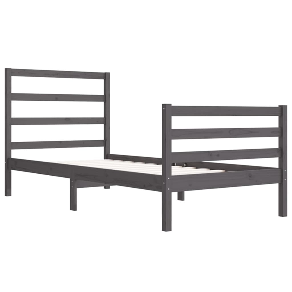 Bedframe Massief Grenenhout Grijs 75X190 Cm 2Ft6 Small Single