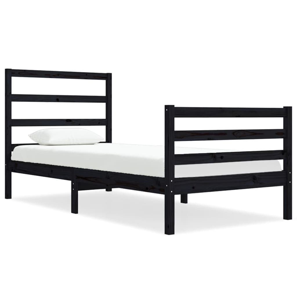 Bedframe Massief Grenenhout Zwart 75X190 Cm 2Ft6 Small Single
