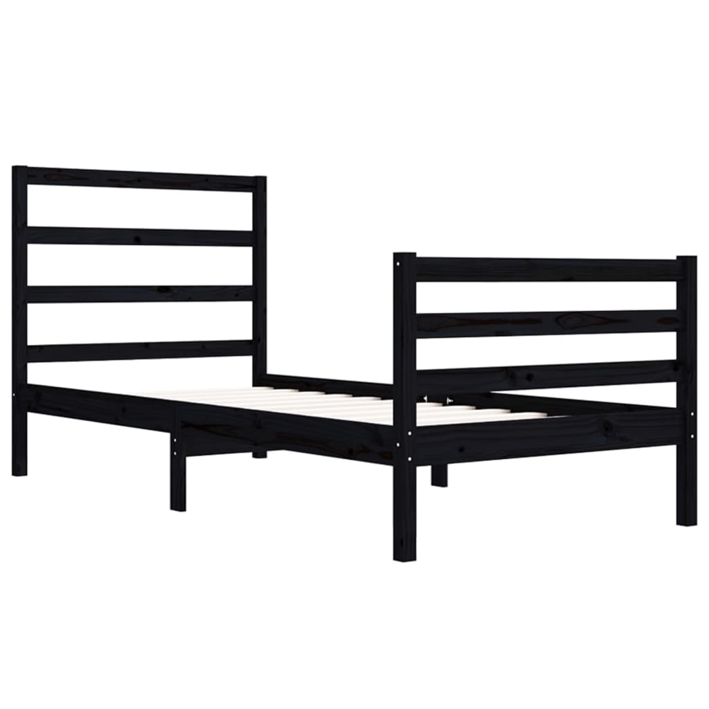 Bedframe Massief Grenenhout Zwart 75X190 Cm 2Ft6 Small Single
